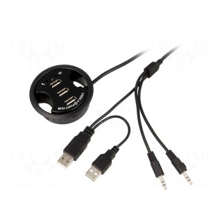Hub USB | Jack 3.5mm socket x2,USB A socket x3 | USB 2.0 | PnP