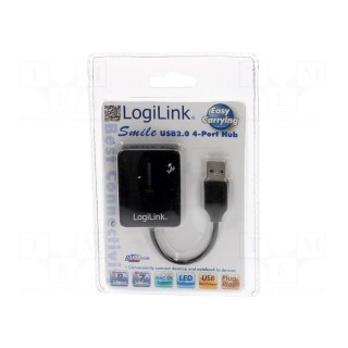 Hub USB | USB 1.1,USB 2.0 | PnP | black | Number of ports: 4 | 480Mbps