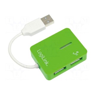 Hub USB | USB A socket x4,USB A plug | USB 2.0 | PnP | green | 480Mbps