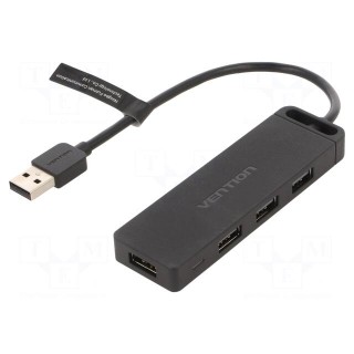 Hub USB | USB A socket x4,USB A plug | USB 2.0 | PnP | black | 480Mbps