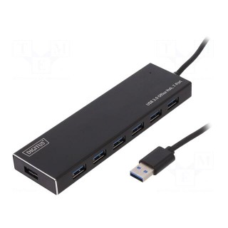 Hub USB | DC,USB A socket x7,USB B micro socket | USB 3.0 | black