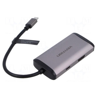 Hub USB | USB 3.0 | grey | Number of ports: 6 | 0.15m | Colour: black