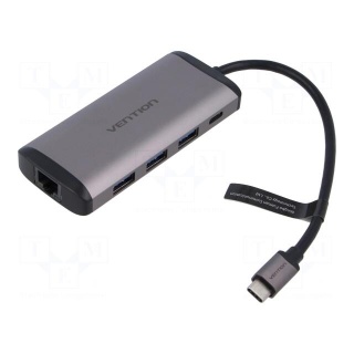 Hub USB | USB 3.0 | grey | Number of ports: 9 | 0.15m | Colour: black