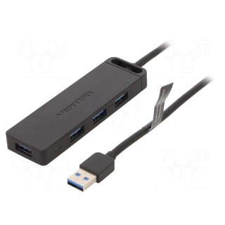Hub USB | USB A socket x4,USB A plug | USB 3.0 | PnP | black | 5Gbps