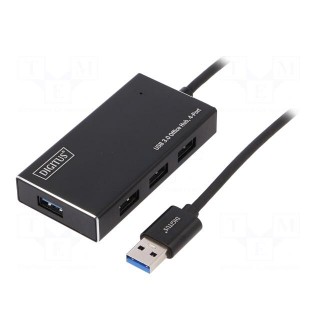 Hub USB | USB 3.0 | PnP | black | Number of ports: 4 | 5Gbps