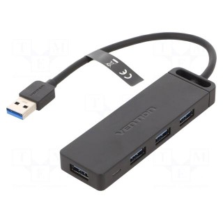 Hub USB | USB A socket x4,USB A plug | USB 3.0 | PnP | black | 5Gbps