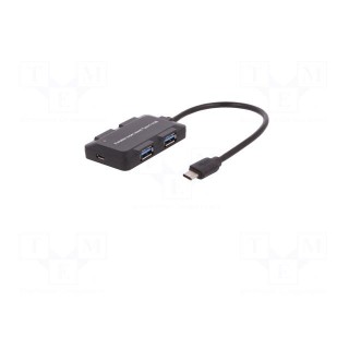 Hub USB | USB A socket x4,USB C plug | USB 3.1 | black | 10Gbps | 0.2m