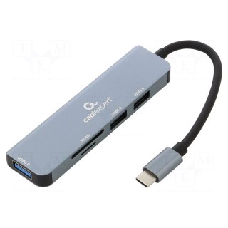 Hub USB | USB A socket x2,USB C plug | USB 2.0,USB 3.1 | grey