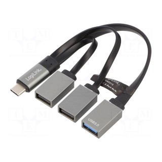 Hub USB | USB A socket x3,USB C plug | USB 3.0,USB 3.1 | PnP | black