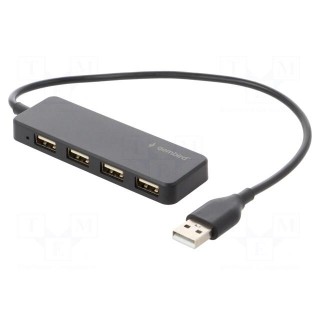 Hub USB | USB A socket x4,USB A plug | USB 2.0 | black | 0.3m