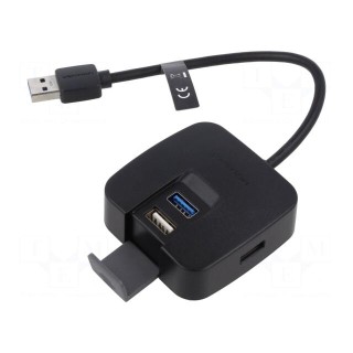 Hub USB | USB A socket x4,USB A plug | USB 2.0,USB 3.0 | PnP | black
