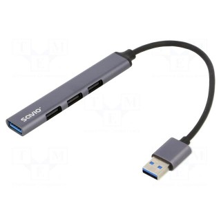 Hub USB | USB A socket x4,USB A plug | USB 2.0,USB 3.1 | PnP | grey