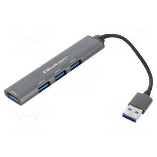 Hub USB | USB A socket x4,USB A plug | USB 3.0 | PnP | graphite | 0.1m