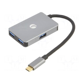 Hub USB | USB A socket x4,USB C plug | OTG,USB 3.0 | silver | 5Gbps