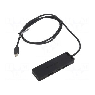 Hub USB | USB A socket x4,USB C plug | USB 3.0 | PnP | black | 5Gbps