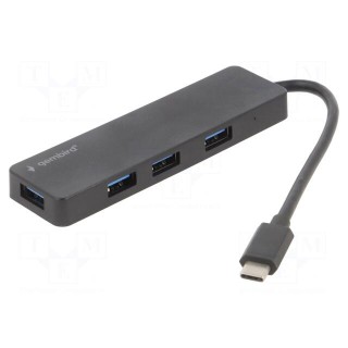 Hub USB | USB A socket x4,USB C plug | USB 3.1 | black | Len: 0.15m