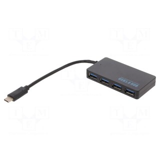 Hub USB | USB A socket x4,USB C plug | USB 3.1 | black | 0.2m