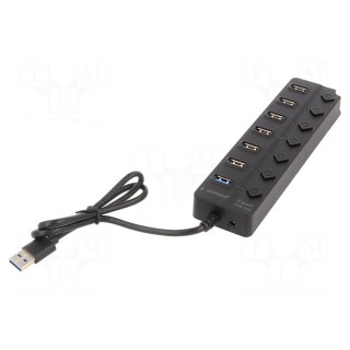 Hub USB | USB A socket x7,USB A plug | USB 2.0,USB 3.1 | black