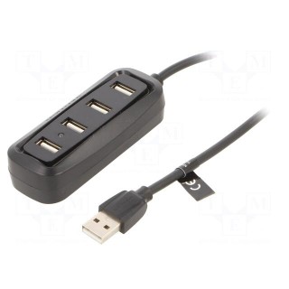 Hub USB | USB A socket x4,USB A plug | USB 2.0 | PnP | black | 480Mbps
