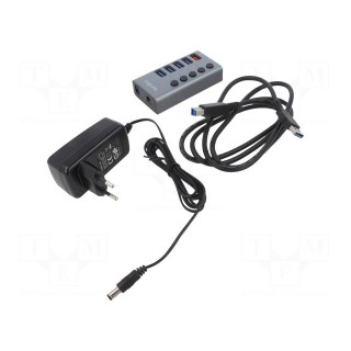 Hub USB | USB A socket x5,USB B socket | USB 3.2 | silver | 5Gbps