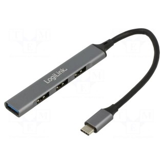 Hub USB | USB A socket x4,USB C plug | USB 3.2 | PnP | grey | 5Gbps