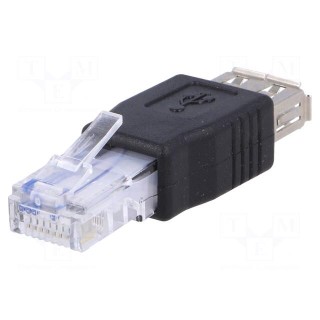 Transition: adapter | USB 2.0 | black | RJ45 plug,USB A socket