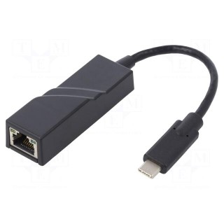 Adapter | USB 3.1 | RJ45 socket,USB C plug | 0.2m | Colour: black