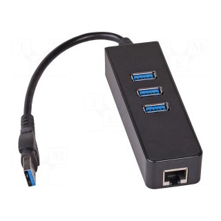 USB to Fast Ethernet adapter with USB hub | USB 3.0 | black