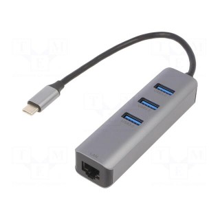 USB to Fast Ethernet adapter with USB hub | USB 3.1 | black