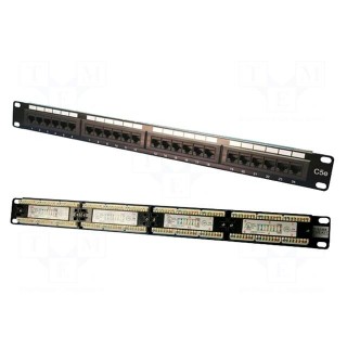 Patch panel | black | RJ45 | Number of ports: 24 | Cat: 5e