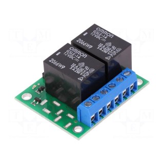 Module: relay | Ch: 2 | 12VDC | max.250VAC | 10A | Uswitch: max.125VDC