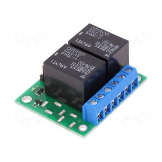 Module: relay | Ch: 2 | 5VDC | max.250VAC | 10A | Uswitch: max.125VDC