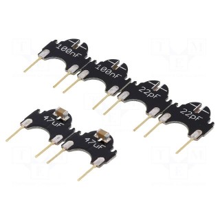 Kit: capacitors | Kit: 2x 100nF,2x 22pF,2x 47uF | pin header