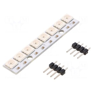 Module: LED | 5VDC | Arduino | No.of diodes: 8 | Colour: RGB | 5050
