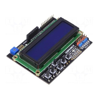 Display: LCD | 16x2 | blue | 80x58mm | LED | Interface: GPIO | pin strips