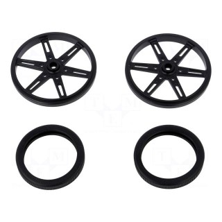 Wheel | black | Pcs: 2 | push-in,screw | Ø: 70mm | Shaft dia: 5.8mm | W: 8mm