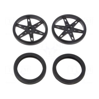 Wheel | black | Shaft: knurled | push-in,screw | Ø: 60mm | W: 8mm | 2pcs.