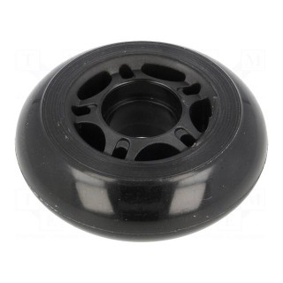 Wheel | black | Shaft: smooth | push-in | Ø: 70mm | Plating: polyurethane