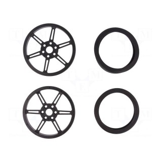 Wheel | black | Shaft: smooth,D spring | push-in | Ø: 80mm | W: 10mm