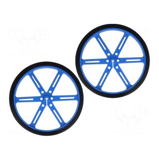 Wheel | blue | Shaft: D spring | Pcs: 2 | push-in | Ø: 90mm | Shaft dia: 3mm