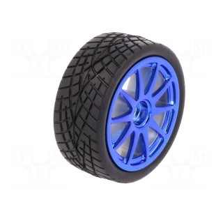 Wheel | blue | Shaft: smooth | screw | Ø: 65mm | Plating: rubber | W: 26mm