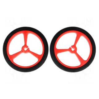 Wheel | red | Shaft: D spring | Pcs: 2 | push-in | Ø: 40mm | Shaft dia: 3mm