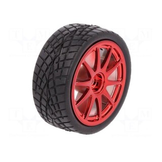 Wheel | red | Shaft: smooth | Pcs: 2 | screw | Ø: 65mm | Plating: rubber