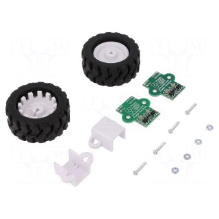 Wheel with encoder | black/white | Shaft: D spring | push-in,screw