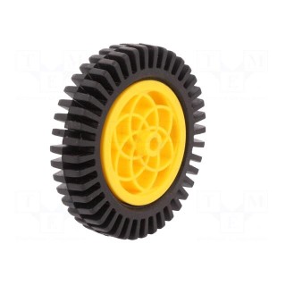 Wheel | yellow-black | Shaft: two sides flattened | Pcs: 2 | push-in