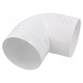 Accessories: round elbow bend | white | ABS | Ø100mm | 90°