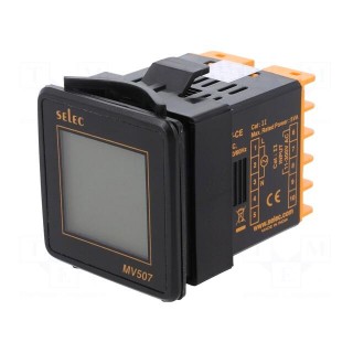 Voltmeter | digital,mounting | VAC: 50÷480V | on panel | True RMS | LCD