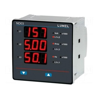 Meter: network parameters | digital,mounting | LED x3 | 3 digit
