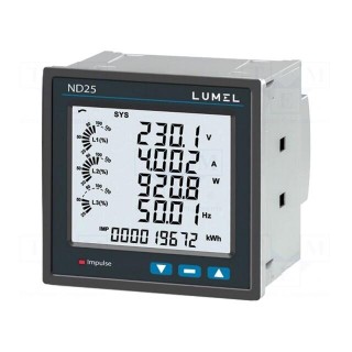 Meter: network parameters | digital,mounting | LCD | ND25 | 1A,5A
