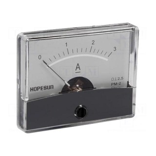 Ammeter | on panel | I DC: 0÷3A | Class: 2.5 | 60x47mm